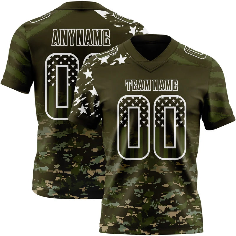 Camo White-Green Authentic Gradient Digital Camouflage Stars Football Jersey