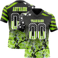 Camo White-Neon Green Stripes Raglan Sleeves Football Jersey