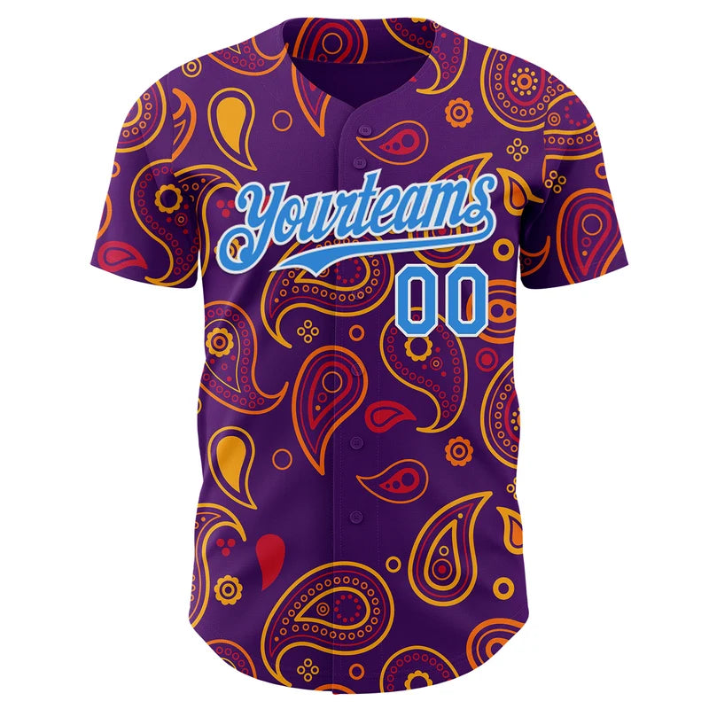 Custom Purple Electric Blue-White Burning Man  Baseball Jersey
