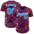 Custom Purple Electric Blue-White Burning Man  Baseball Jersey