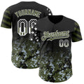 Camo White-Olive Gradient Digital Camouflage Stars  Stripes Two Tone Authentic Baseball Jersey