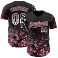 Camo White-Burgundy Gradient Digital Camouflage Stars Baseball Jersey