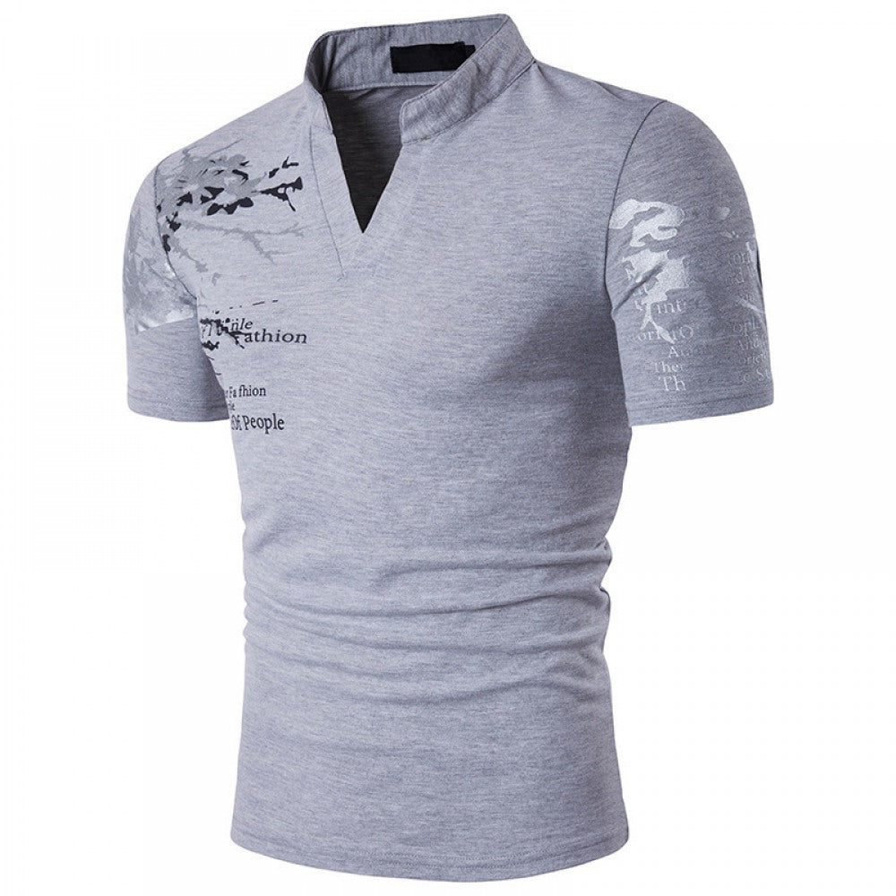 Men's Round Neck Straight Print T-Shirt