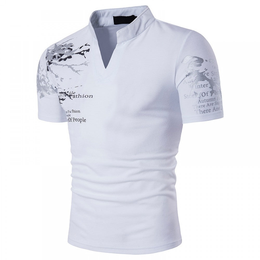 Men's Round Neck Straight Print T-Shirt