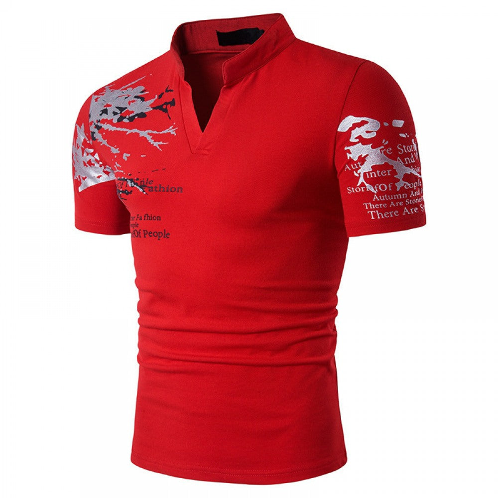 Men's Round Neck Straight Print T-Shirt