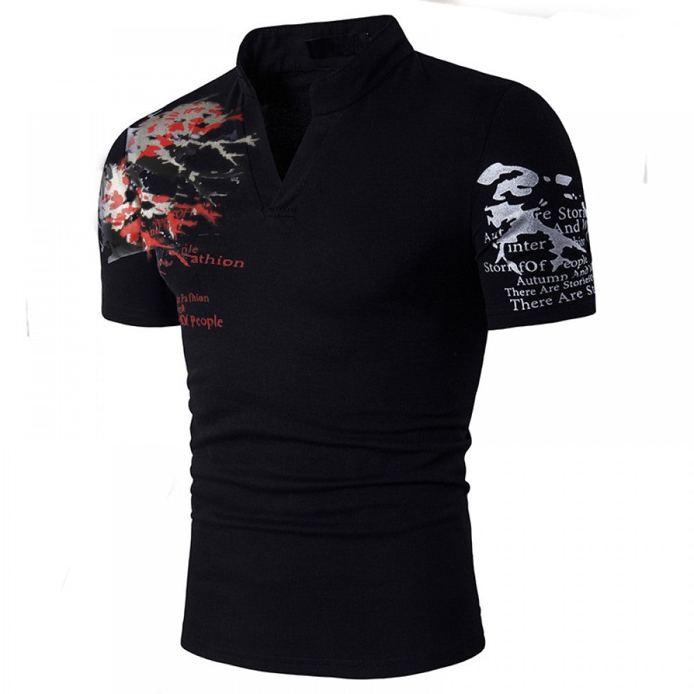 Men's Round Neck Straight Print T-Shirt