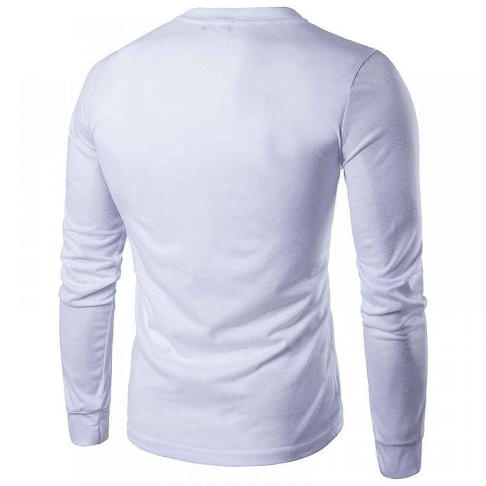 New Men's Long-Sleeved Round Neck Collar T-Shirt