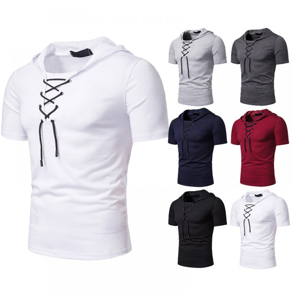 New Summer Neckline Short-Sleeved Hooded T-Shirt