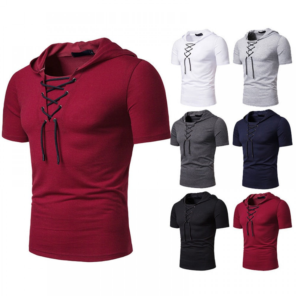 New Summer Neckline Short-Sleeved Hooded T-Shirt