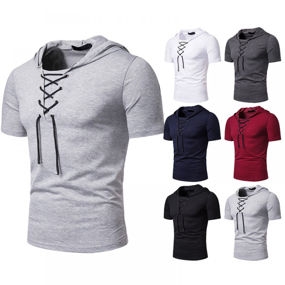 New Summer Neckline Short-Sleeved Hooded T-Shirt