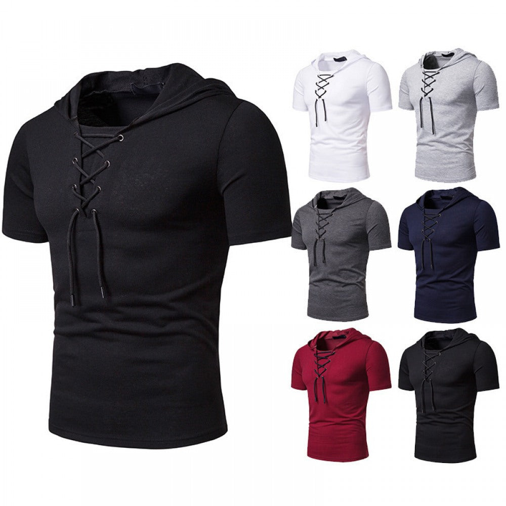 New Summer Neckline Short-Sleeved Hooded T-Shirt